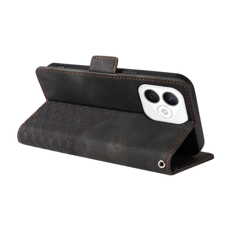 For Honor X60i Embossed Rhombus Starry Leather Phone Case(Black)