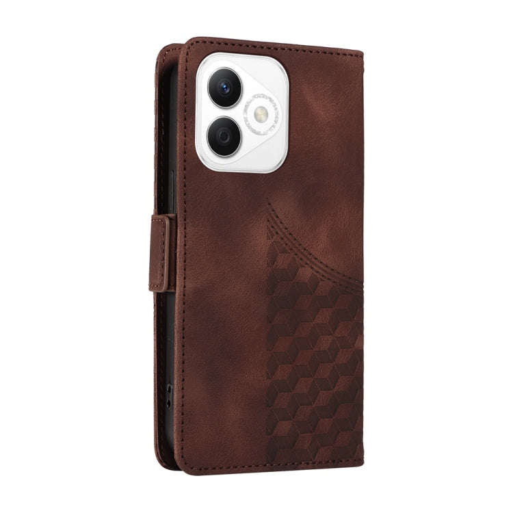 For Honor X60i Embossed Rhombus Starry Leather Phone Case(Brown)