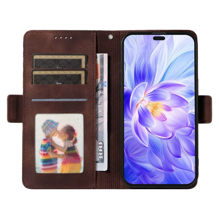 For Honor X60i Embossed Rhombus Starry Leather Phone Case(Brown)