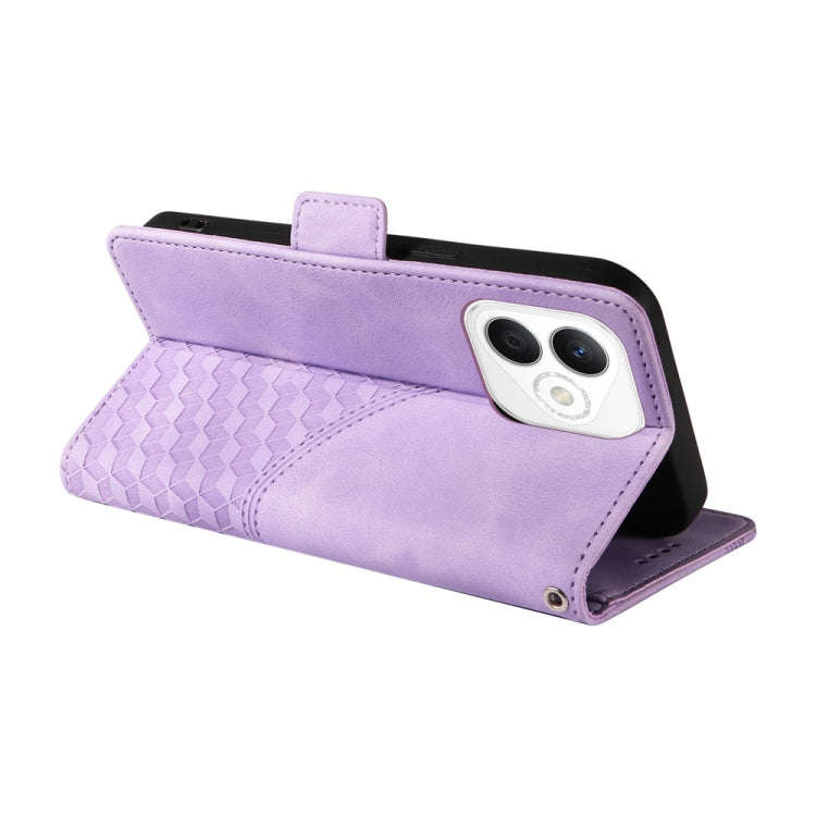 For Honor X60i Embossed Rhombus Starry Leather Phone Case(Purple)