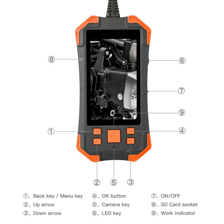 T20 4.3 inch IPS Screen 8mm Single Camera IP67 Waterproof Hard Cable Digital Endoscope, Length:1m...