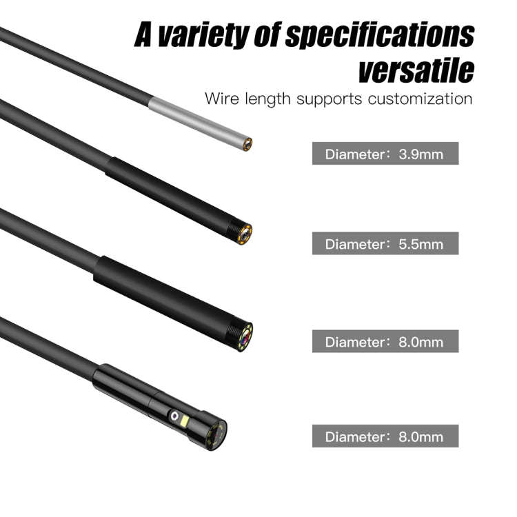 T20 4.3 inch IPS Screen 8mm Single Camera IP67 Waterproof Hard Cable Digital Endoscope, Length:1m...