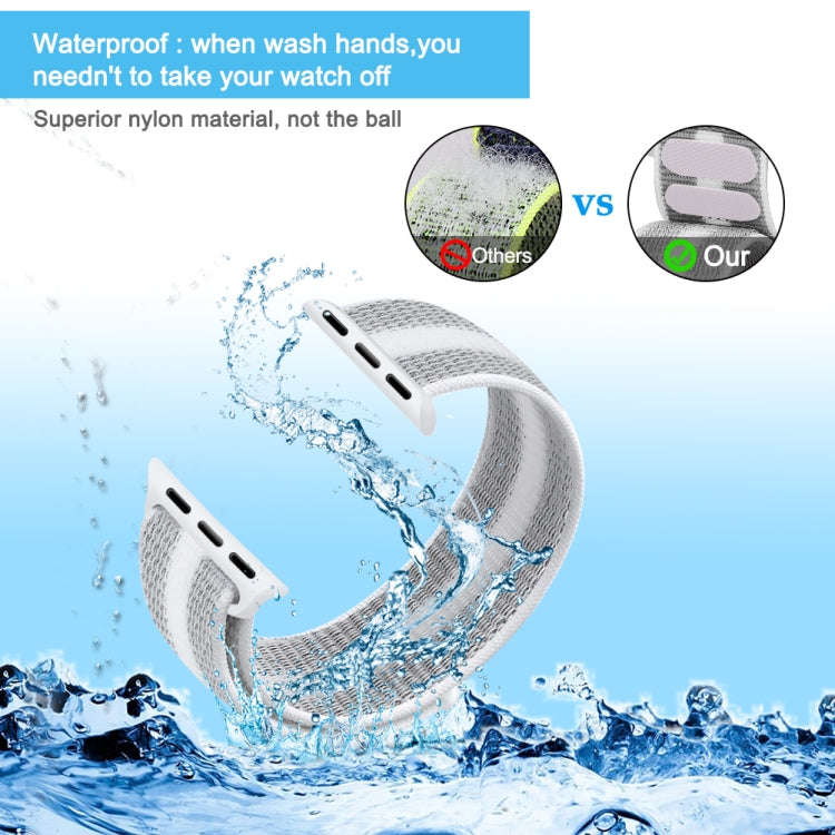 For Apple Watch Series 8&7 41mm / SE 2&6&SE&5&4 40mm / 3&2&1 38mm Nylon Loop Watch Band(White Pin...