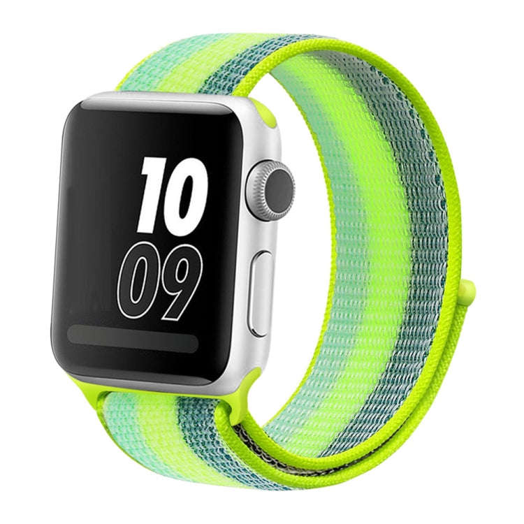 For Apple Watch Series 7 41mm / 6 & SE & 5 & 4 40mm / 3 & 2 & 1 38mm Nylon Loop Watch Band(Pollen...