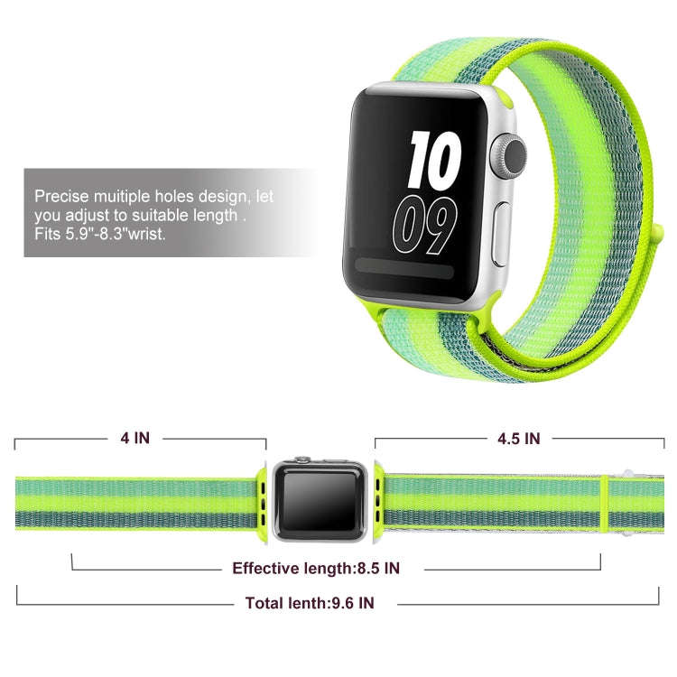For Apple Watch Series 7 41mm / 6 & SE & 5 & 4 40mm / 3 & 2 & 1 38mm Nylon Loop Watch Band(Pollen...