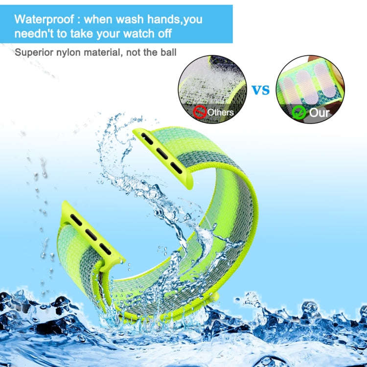For Apple Watch Series 7 41mm / 6 & SE & 5 & 4 40mm / 3 & 2 & 1 38mm Nylon Loop Watch Band(Pollen...