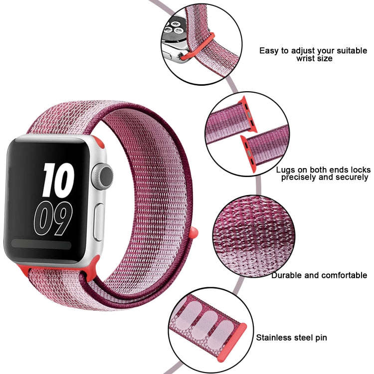 Nylon Loop Watch Band For Apple Watch Series 9&8&7 41mm / SE 3&SE 2&6&SE&5&4 40mm / 3&2&1 38mm(Be...