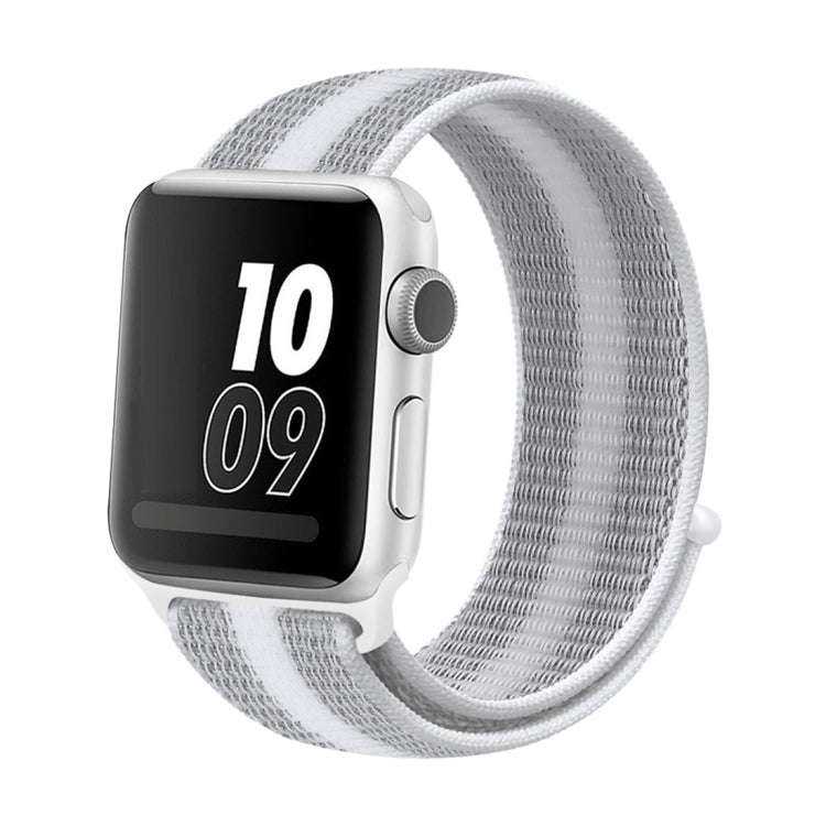 For Apple Watch Series 7 41mm / 6 & SE & 5 & 4 40mm / 3 & 2 & 1 38mm Nylon Loop Watch Band(Stripe...