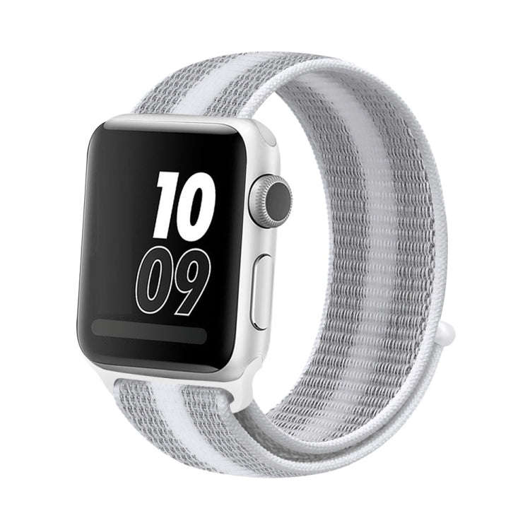For Apple Watch Series 7 41mm / 6 & SE & 5 & 4 40mm / 3 & 2 & 1 38mm Nylon Loop Watch Band(Stripe...