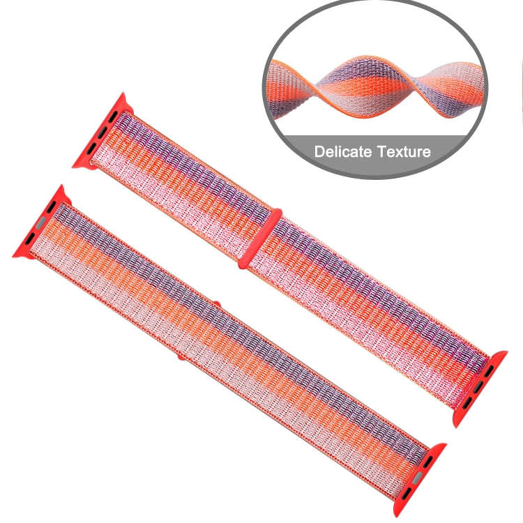 For Apple Watch Series 7 41mm / 6 & SE & 5 & 4 40mm / 3 & 2 & 1 38mm Nylon Loop Watch Band(Stripe...