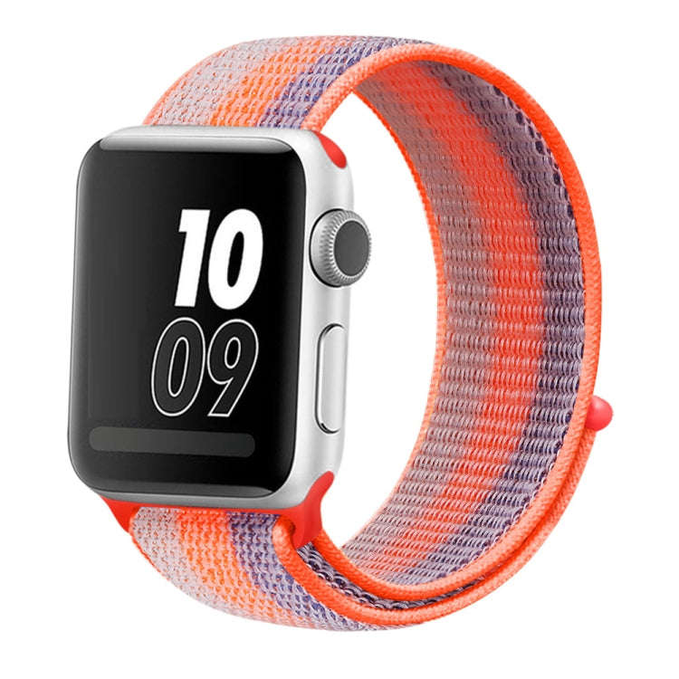 For Apple Watch Series 7 41mm / 6 & SE & 5 & 4 40mm / 3 & 2 & 1 38mm Nylon Loop Watch Band(Stripe...