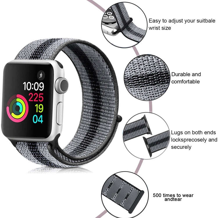 Nylon Loop Watch Band For Apple Watch Series 9&8&7 41mm / SE 3&SE 2&6&SE&5&4 40mm / 3&2&1 38mm(St...