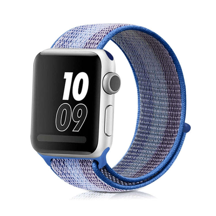 For Apple Watch Series 7 41mm / 6 & SE & 5 & 4 40mm / 3 & 2 & 1 38mm Nylon Loop Watch Band(Stripe...