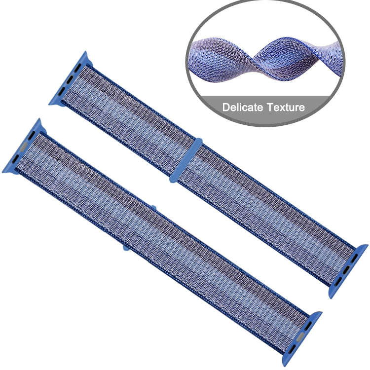 For Apple Watch Series 7 41mm / 6 & SE & 5 & 4 40mm / 3 & 2 & 1 38mm Nylon Loop Watch Band(Stripe...