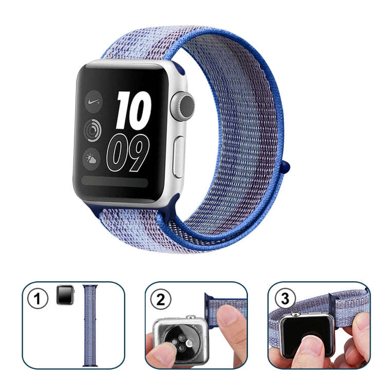 Nylon Loop Watch Band For Apple Watch Series 9&8&7 41mm / SE 3&SE 2&6&SE&5&4 40mm / 3&2&1 38mm(St...