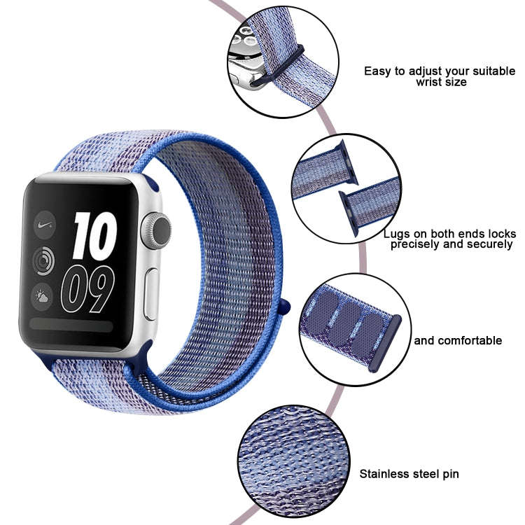 Nylon Loop Watch Band For Apple Watch Series 9&8&7 41mm / SE 3&SE 2&6&SE&5&4 40mm / 3&2&1 38mm(St...