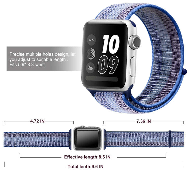 Nylon Loop Watch Band For Apple Watch Series 9&8&7 41mm / SE 3&SE 2&6&SE&5&4 40mm / 3&2&1 38mm(St...