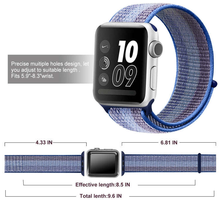 Nylon Loop Watch Band For Apple Watch Series 9&8&7 41mm / SE 3&SE 2&6&SE&5&4 40mm / 3&2&1 38mm(St...