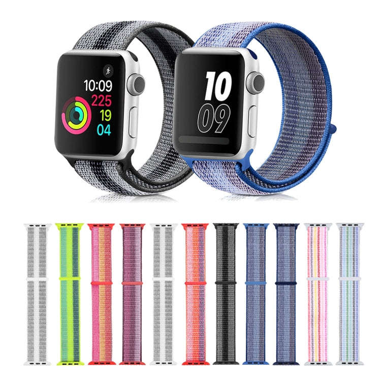 For Apple Watch Series 8&7 41mm / SE 2&6&SE&5&4 40mm / 3&2&1 38mm Nylon Loop Watch Band(White Pin...