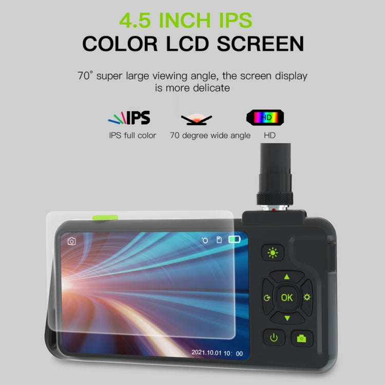 T22 4.5 inch IPS Color Screen 3.9mm Single Camera Hard Cable Industrial Endoscope, Length:5m(Blac...