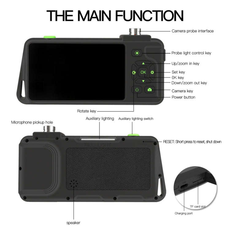 T22 4.5 inch IPS Color Screen 3.9mm Single Camera Hard Cable Industrial Endoscope, Length:5m(Blac...