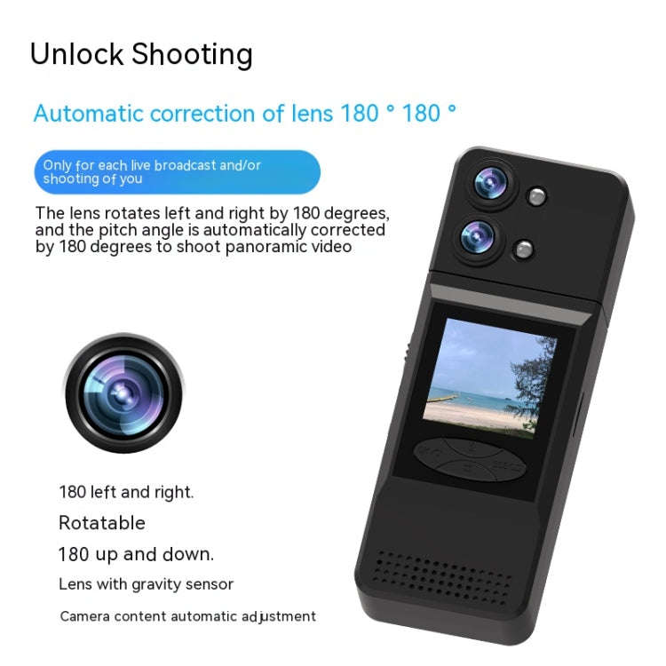 A3 1.5 inch Color Screen 180 Degree Rotation HD Outdoor Sports Recorder(Black)
