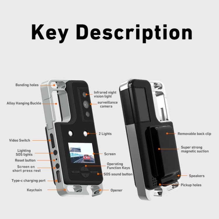 D6 2K Acoustic and Visual Distress Signal Cycling SOS Recorder with Light(Black)