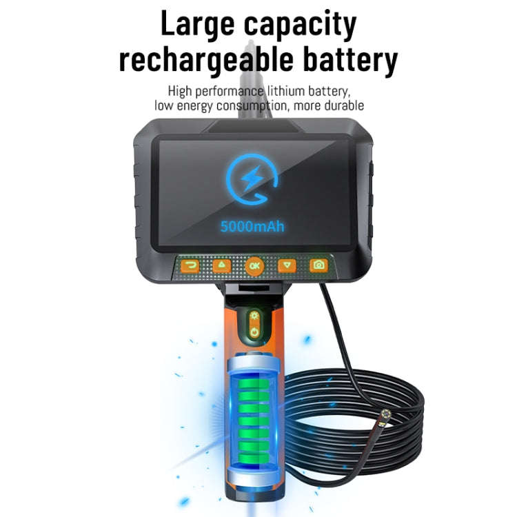 T27 5 inch IPS Color Screen 7.9mm Dual Camera Handheld Hard Cable HD Industrial Endoscope, Length...