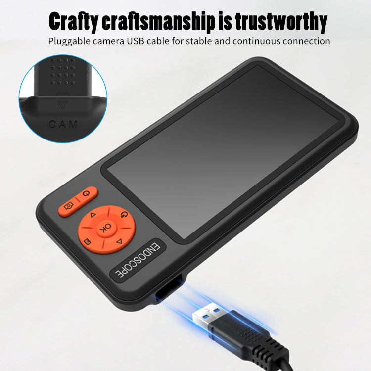 T29 5 inch IPS Screen 7.9mm Dual Lens IP67 Waterproof Industrial Endoscope With Bracket, Length:1m