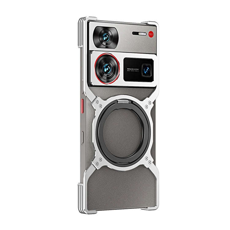 For ZTE nubia Z60 Ultra Mechanical Arm Borderless MagSafe Holder Metal Phone Case(Silver)
