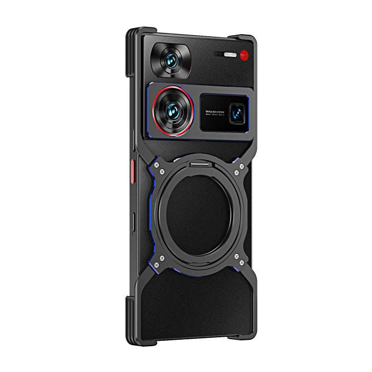 For ZTE nubia Z60 Ultra Leading Mechanical Arm Borderless MagSafe Holder Metal Phone Case(Black B...