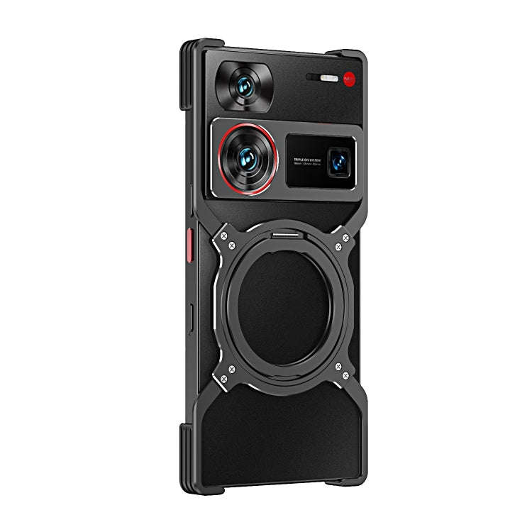 For ZTE nubia Z60 Ultra Leading Mechanical Arm Borderless MagSafe Holder Metal Phone Case(Black S...