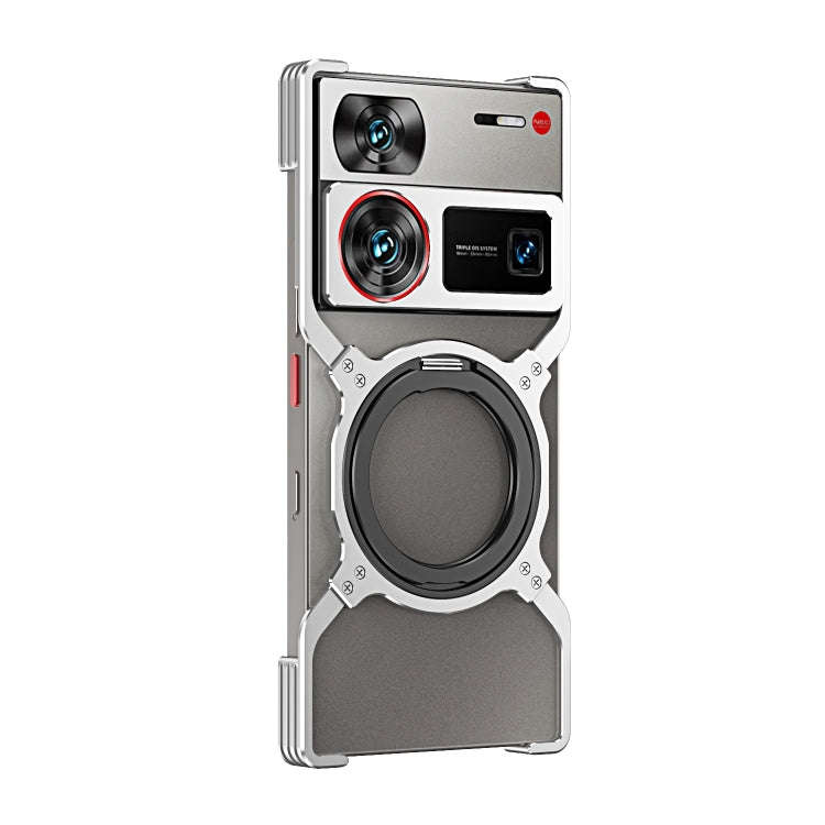 For ZTE nubia Z60 Ultra Leading Mechanical Arm Borderless MagSafe Holder Metal Phone Case(Silver)