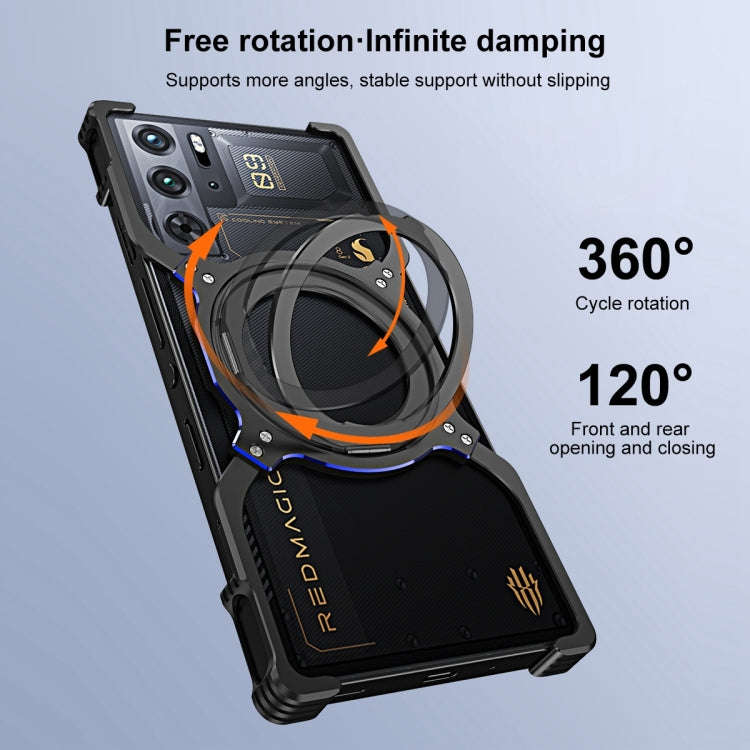 For ZTE nubia Z60 Ultra Leading Mechanical Arm Borderless MagSafe Holder Metal Phone Case(Black B...
