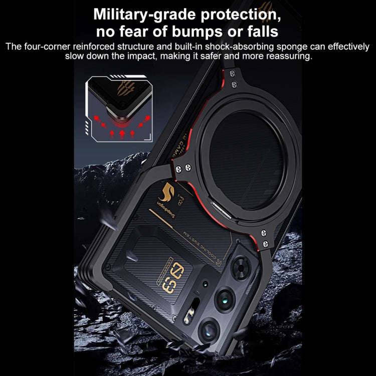 For ZTE nubia Red Magic 9S Pro / 9S Pro+ Mechanical Arm Borderless MagSafe Holder Metal Phone Cas...