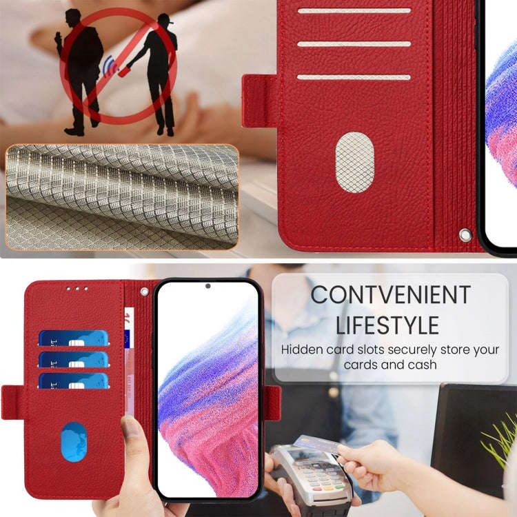 For BLU View 5 Embossed Rose RFID Anti-theft Leather Phone Case(Red)