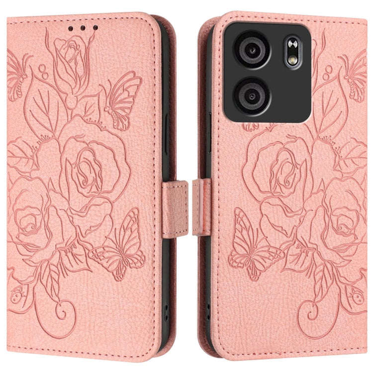 For BLU View 5 Embossed Rose RFID Anti-theft Leather Phone Case(Pink)