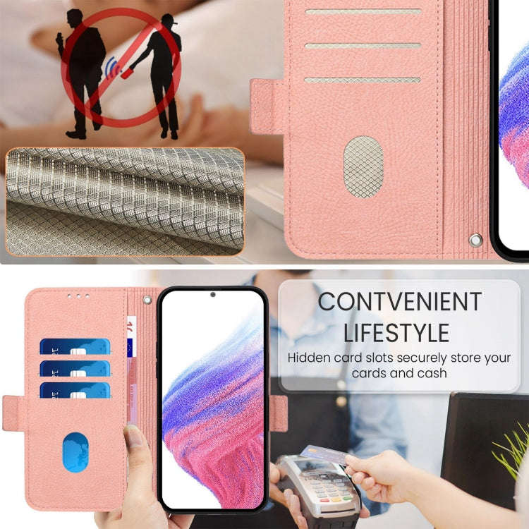 For BLU View 5 Embossed Rose RFID Anti-theft Leather Phone Case(Pink)