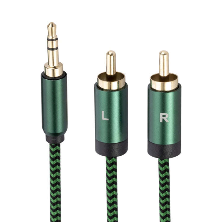 3.5mm Male to 2 RCA Male Audio Cable Amplifier Connector, Length:2m(Green)