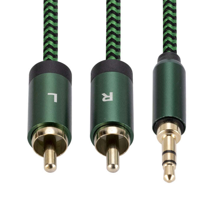 3.5mm Male to 2 RCA Male Audio Cable Amplifier Connector, Length:3m(Green)
