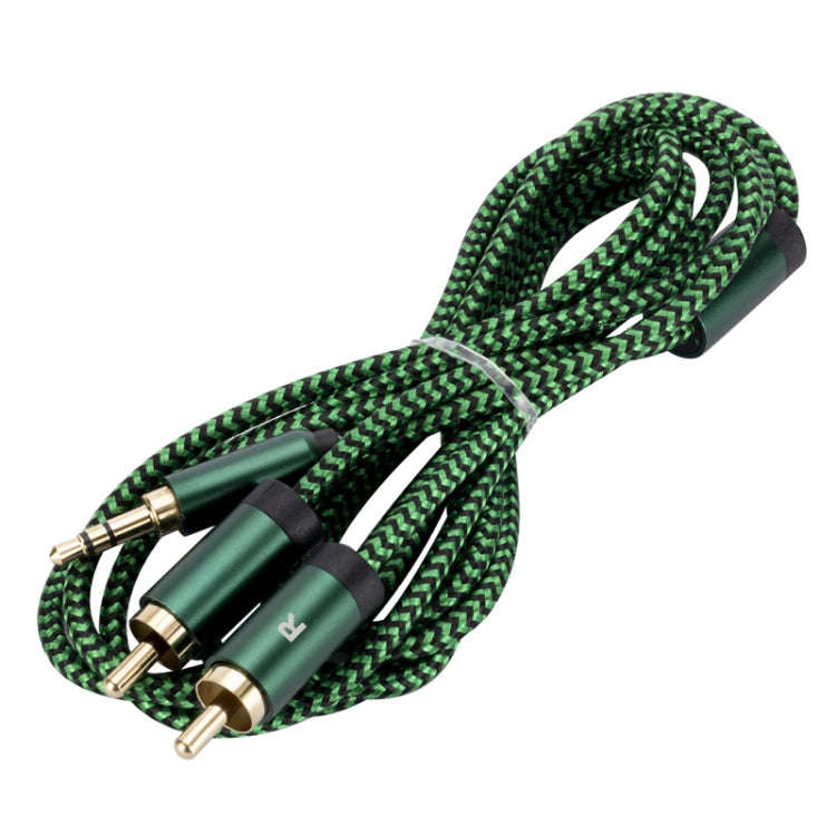 3.5mm Male to 2 RCA Male Audio Cable Amplifier Connector, Length:3m(Green)