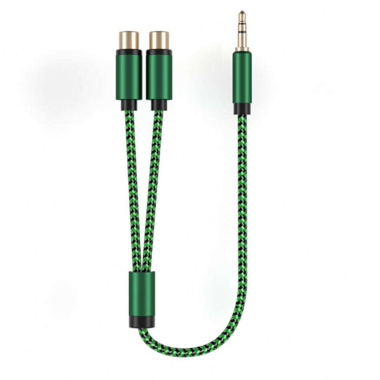 3.5mm Male to 2 RCA Female Audio Cable Amplifier Connector, Length:1m(Green)