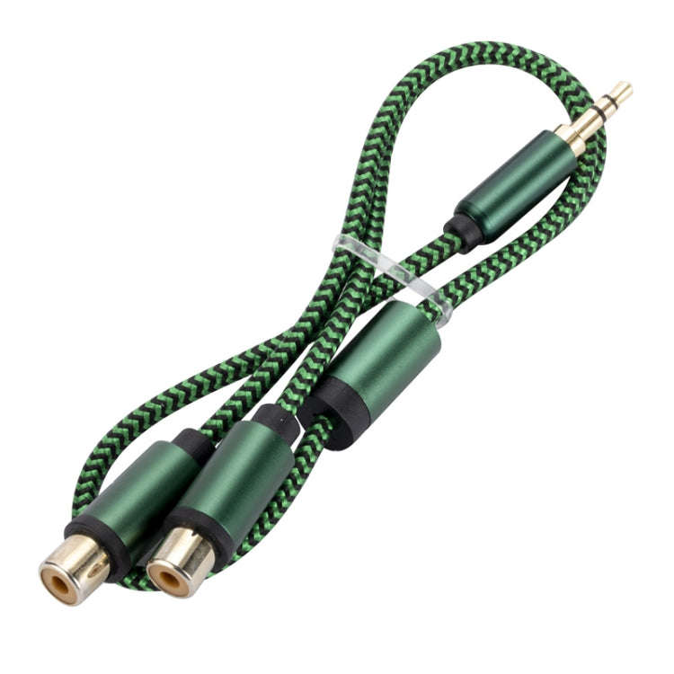 3.5mm Male to 2 RCA Female Audio Cable Amplifier Connector, Length:1m(Green)