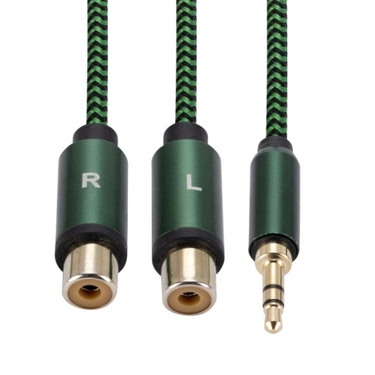 3.5mm Male to 2 RCA Female Audio Cable Amplifier Connector, Length:3m(Green)