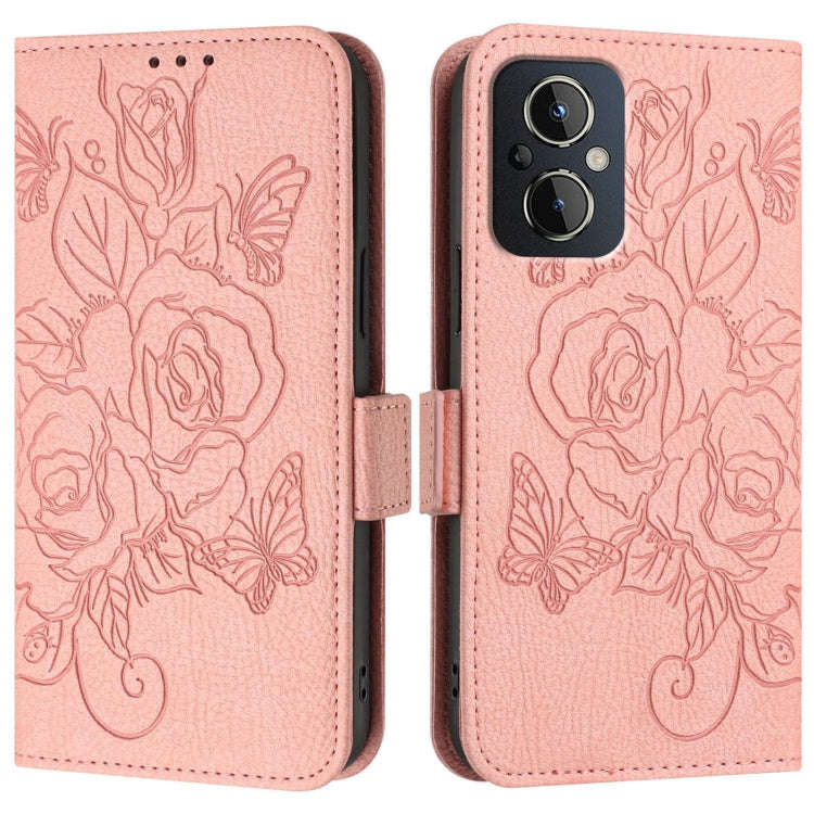 For OnePlus Nord N20 5G Embossed Rose RFID Anti-theft Leather Phone Case(Pink)