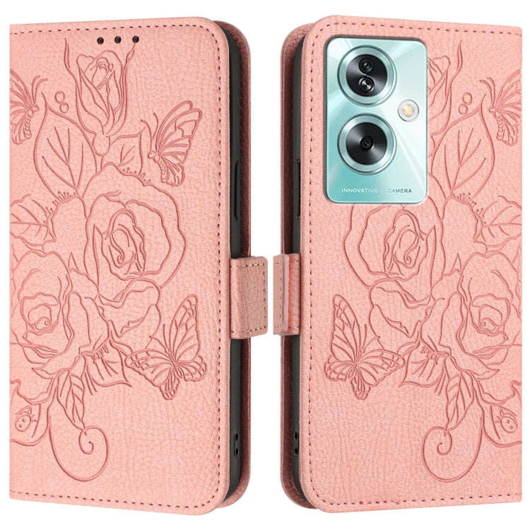 For OnePlus Nord N30 SE 5G Embossed Rose RFID Anti-theft Leather Phone Case(Pink)