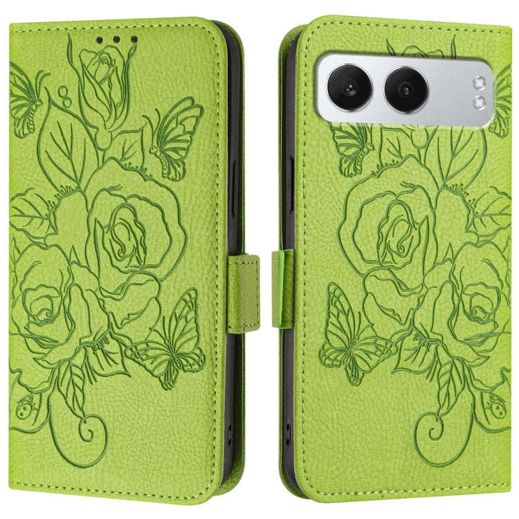 For OnePlus Nord 4 5G Embossed Rose RFID Anti-theft Leather Phone Case(Green)