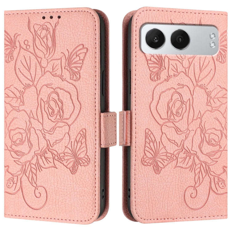 For OnePlus Nord 4 5G Embossed Rose RFID Anti-theft Leather Phone Case(Pink)