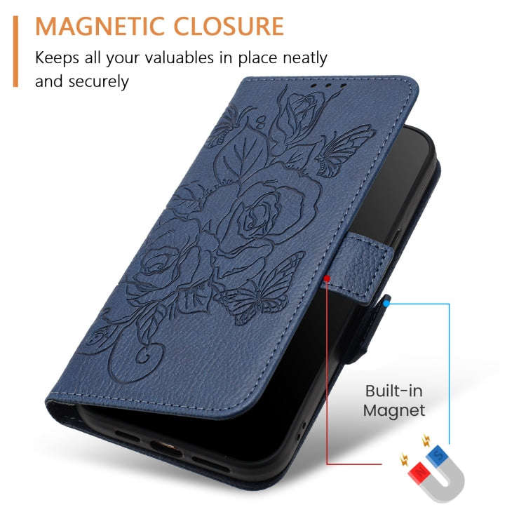 For OnePlus Nord 4 5G Embossed Rose RFID Anti-theft Leather Phone Case(Dark Blue)