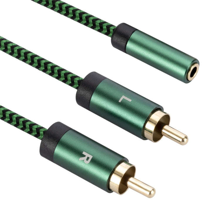 3.5mm Female to 2 RCA Male Audio Cable Amplifier Connector, Length:0.5m(Green)